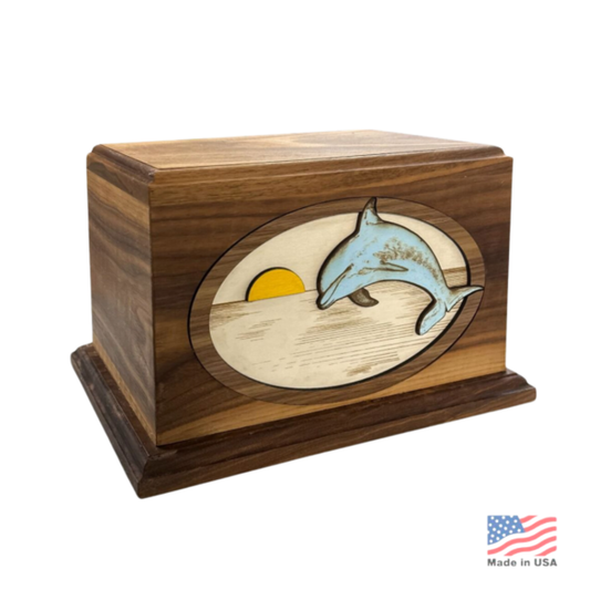 3D Dolphin in the Sunset Urn